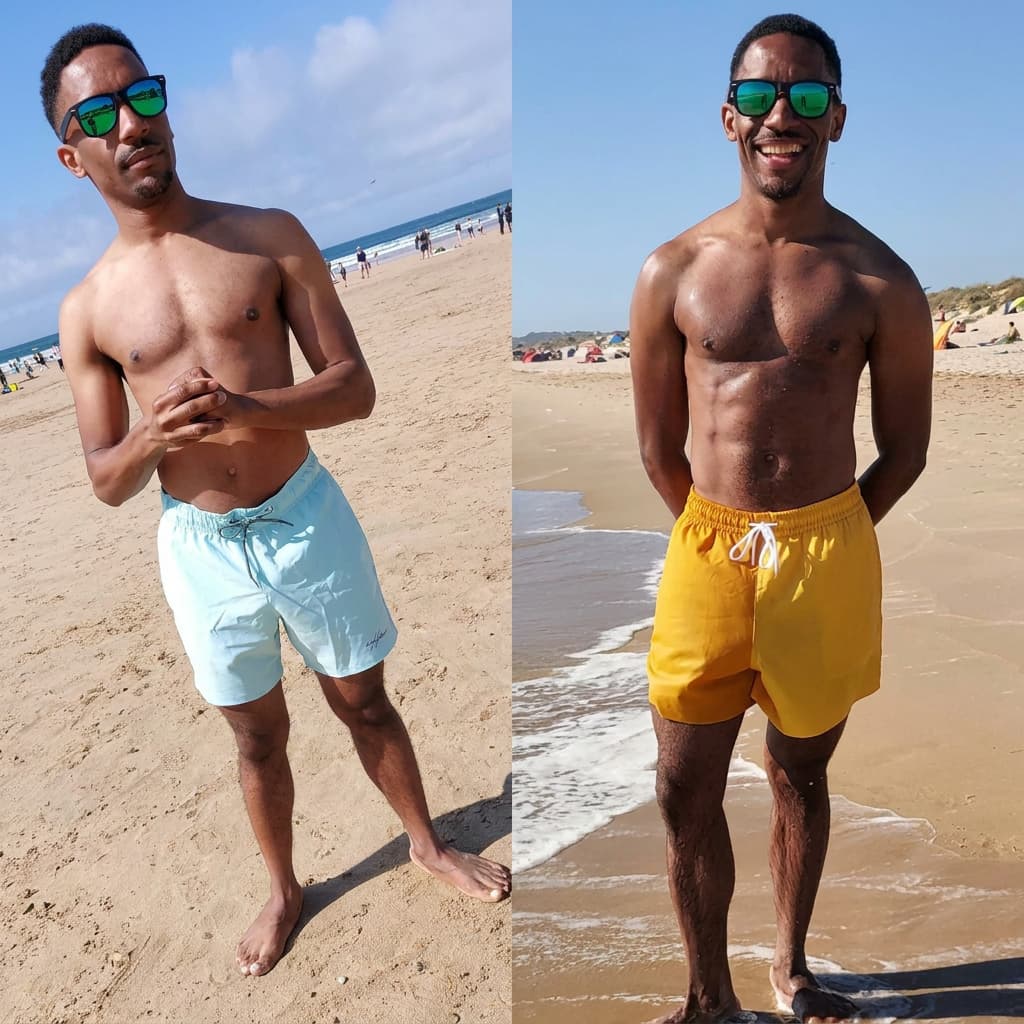 Client transformation progress image from Piero Fitness PT.