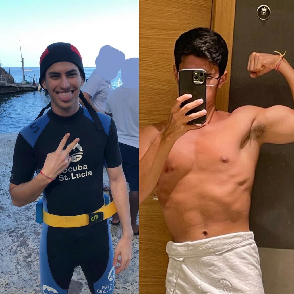 Client transformation progress image from Piero Fitness PT.