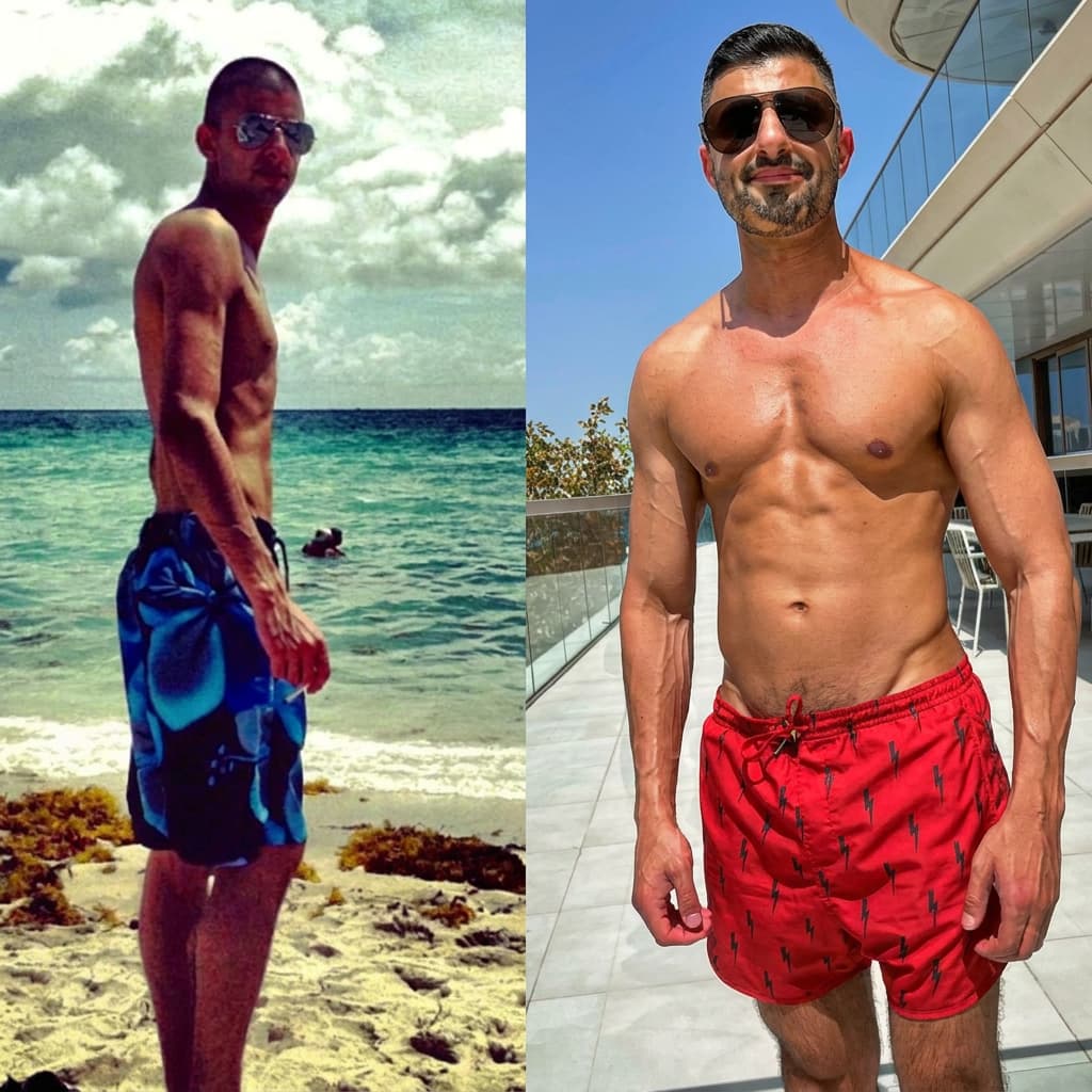 Client transformation progress image from Piero Fitness PT.